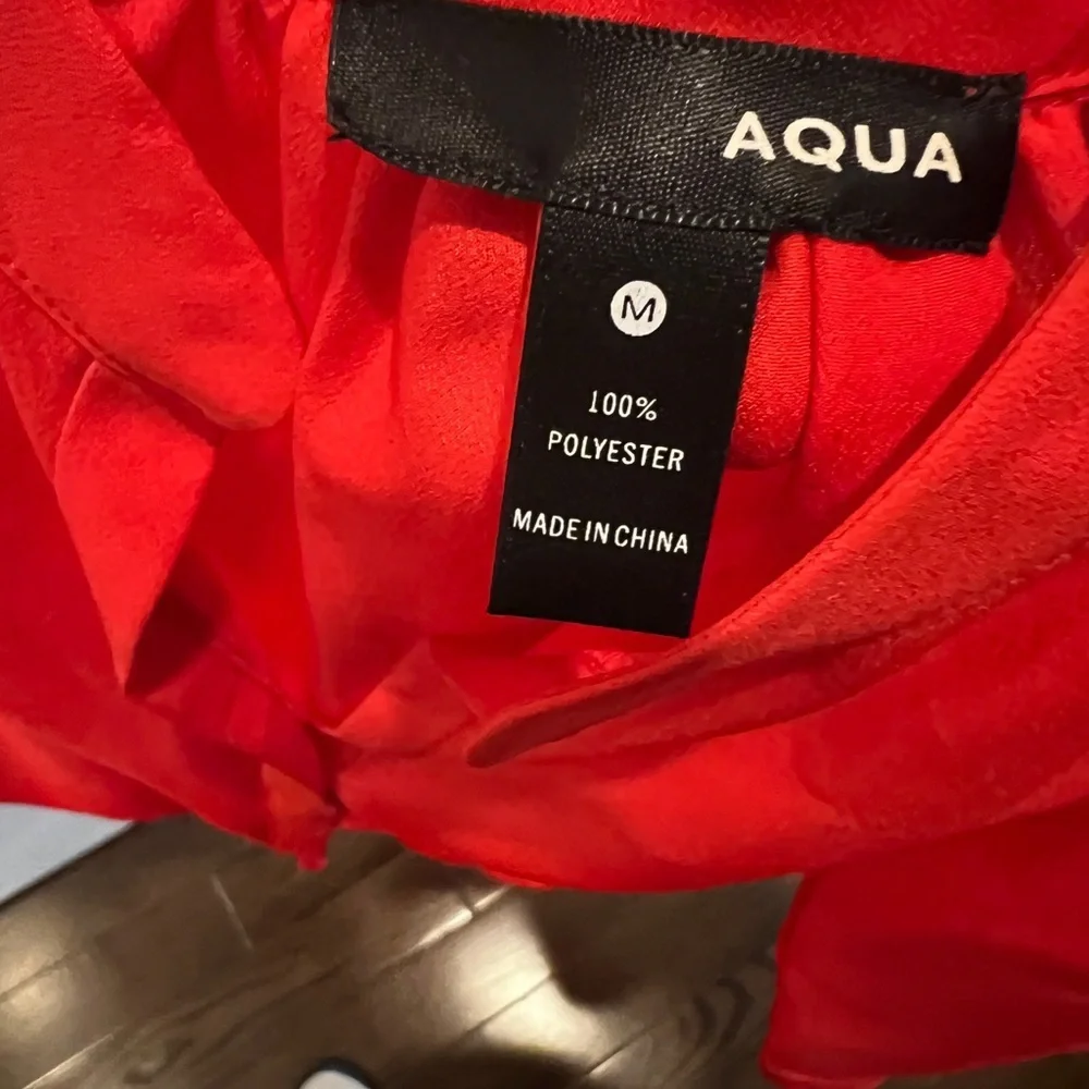 Aqua Bloomingdale’s Vibrant Red shirt mini dress-women’s size Medium - Picture 3 of 3